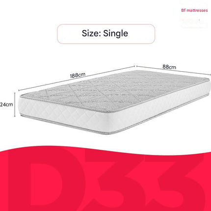 Single Orthopedic Mattress with D33 Vacuum Foam 88x188cm BF Colchões