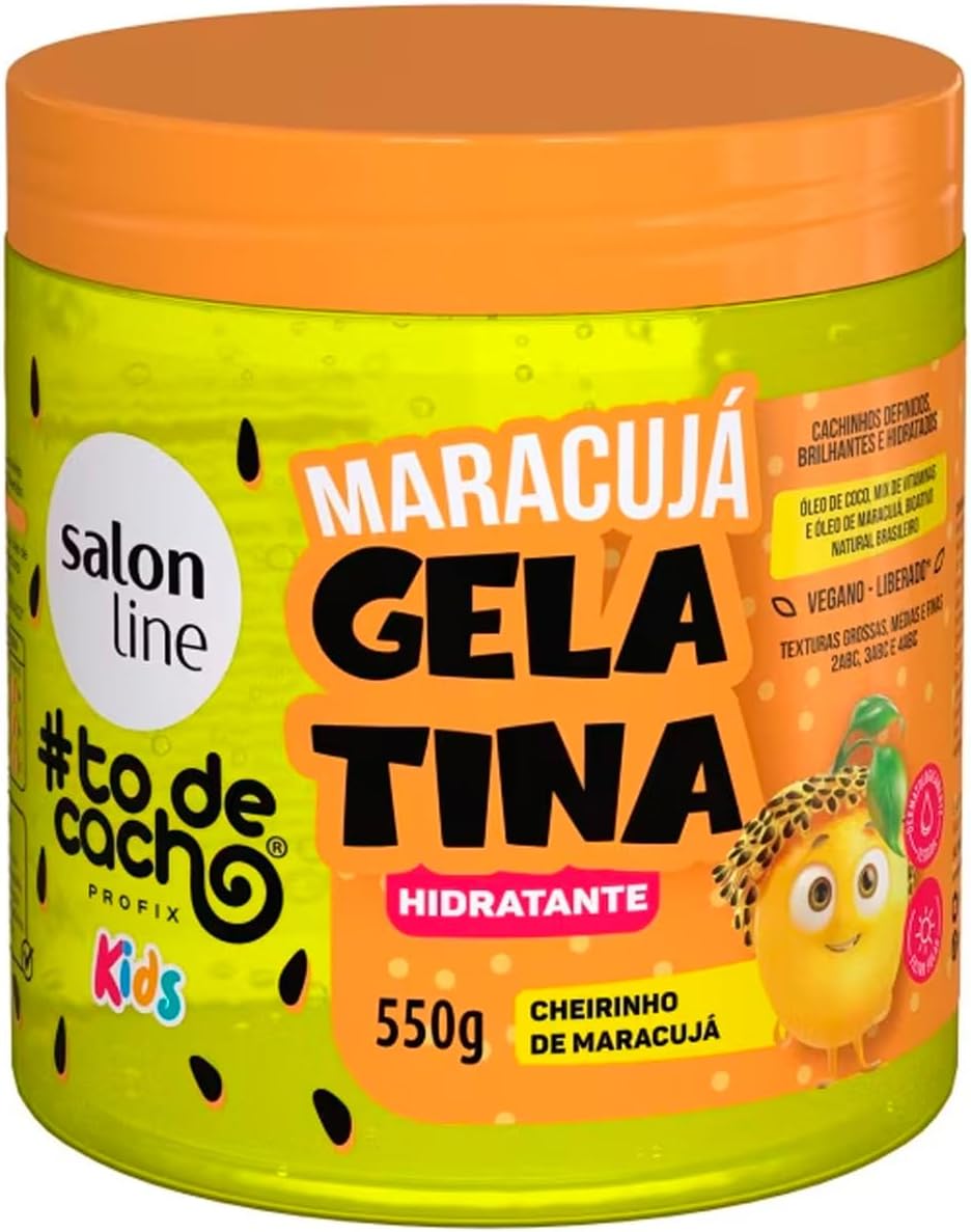 Salon Line, Gelatina Capilar Hidratante, Maracujá, #todecacho Kids, Vegana - Para Cabelos Ondulados, Cacheados e Crespos, Salon Line, 550g