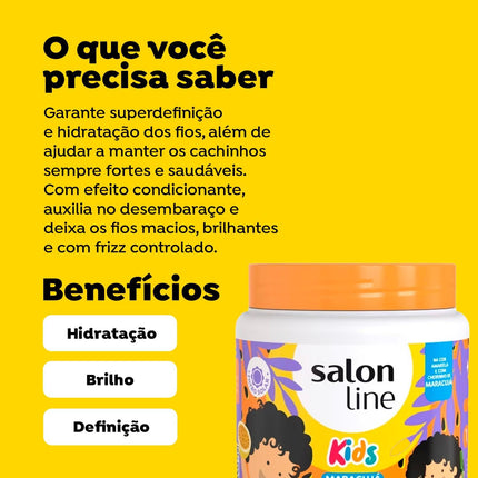 Salon Line, Creme para Pentear, Maracujá, Cachinhos Hidratados, Vegano - Para Cabelos Ondulados, Cacheados e Crespos, Salon Line, 1kg