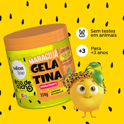 Salon Line, Gelatina Capilar Hidratante, Maracujá, #todecacho Kids, Vegana - Para Cabelos Ondulados, Cacheados e Crespos, Salon Line, 550g
