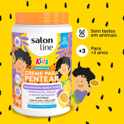 Salon Line, Creme para Pentear, Maracujá, Cachinhos Hidratados, Vegano - Para Cabelos Ondulados, Cacheados e Crespos, Salon Line, 1kg