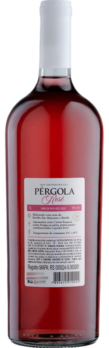 Vinho Pergola Rose Suave De Mesa Moscato Bordô Garrafa 1 Lt