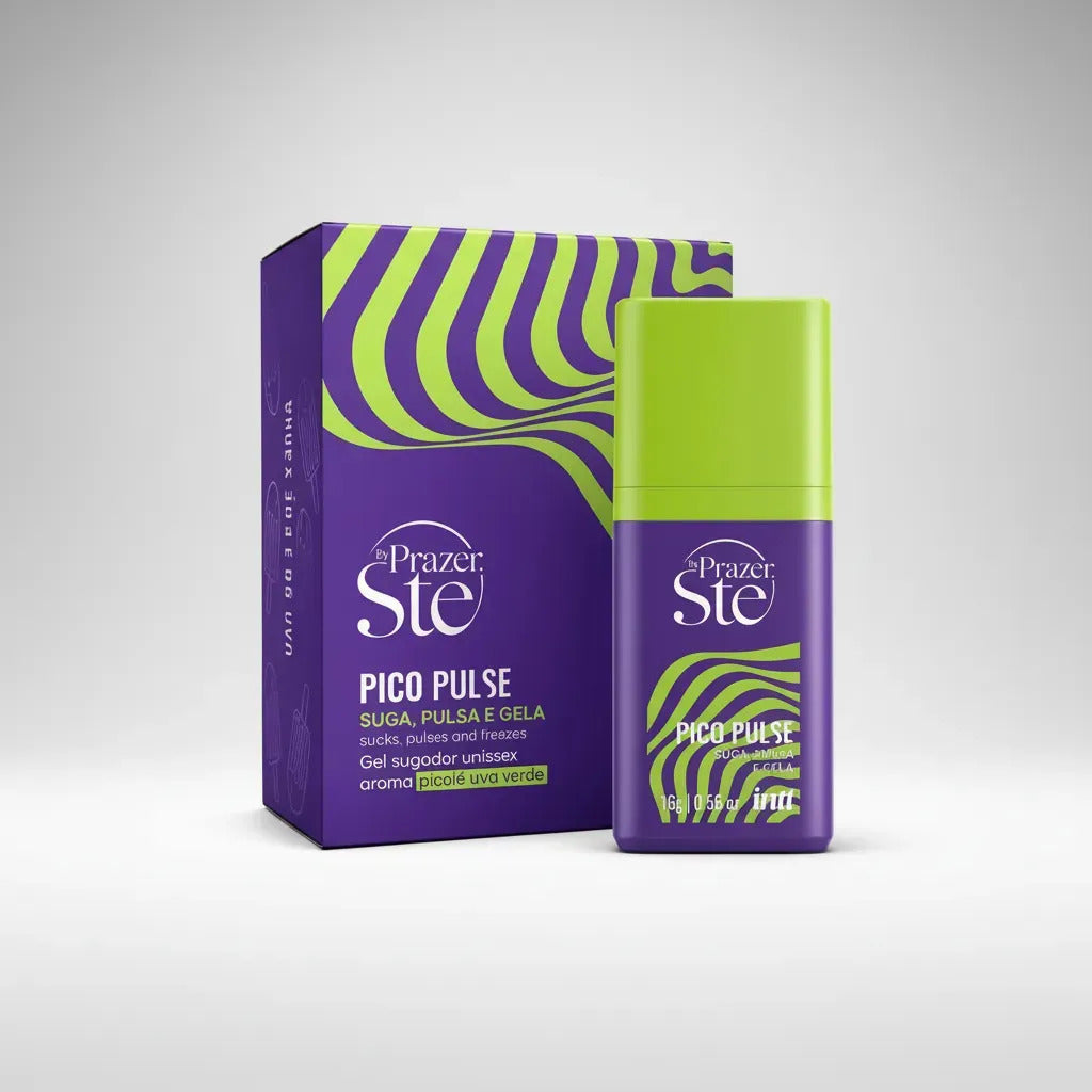 BuyBrazil Pico Pulse Gel Líquido Intt Picolé Uva Verde, bright purple grape-flavored ice pop with a clear gel coating.