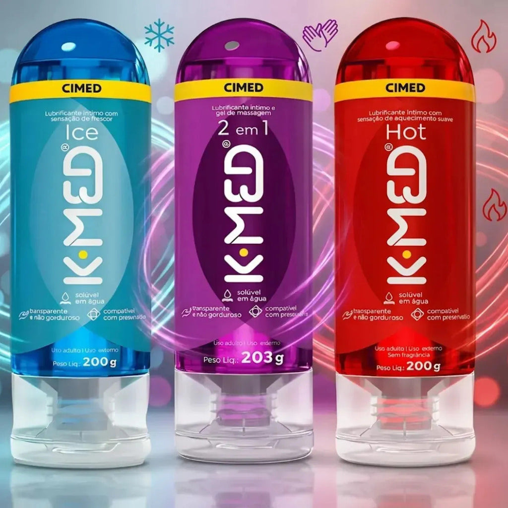 K-MED personal lubricant kit with neutral, hot, and ice lubricants in three 200g bottles, designed for enhanced intimacy.