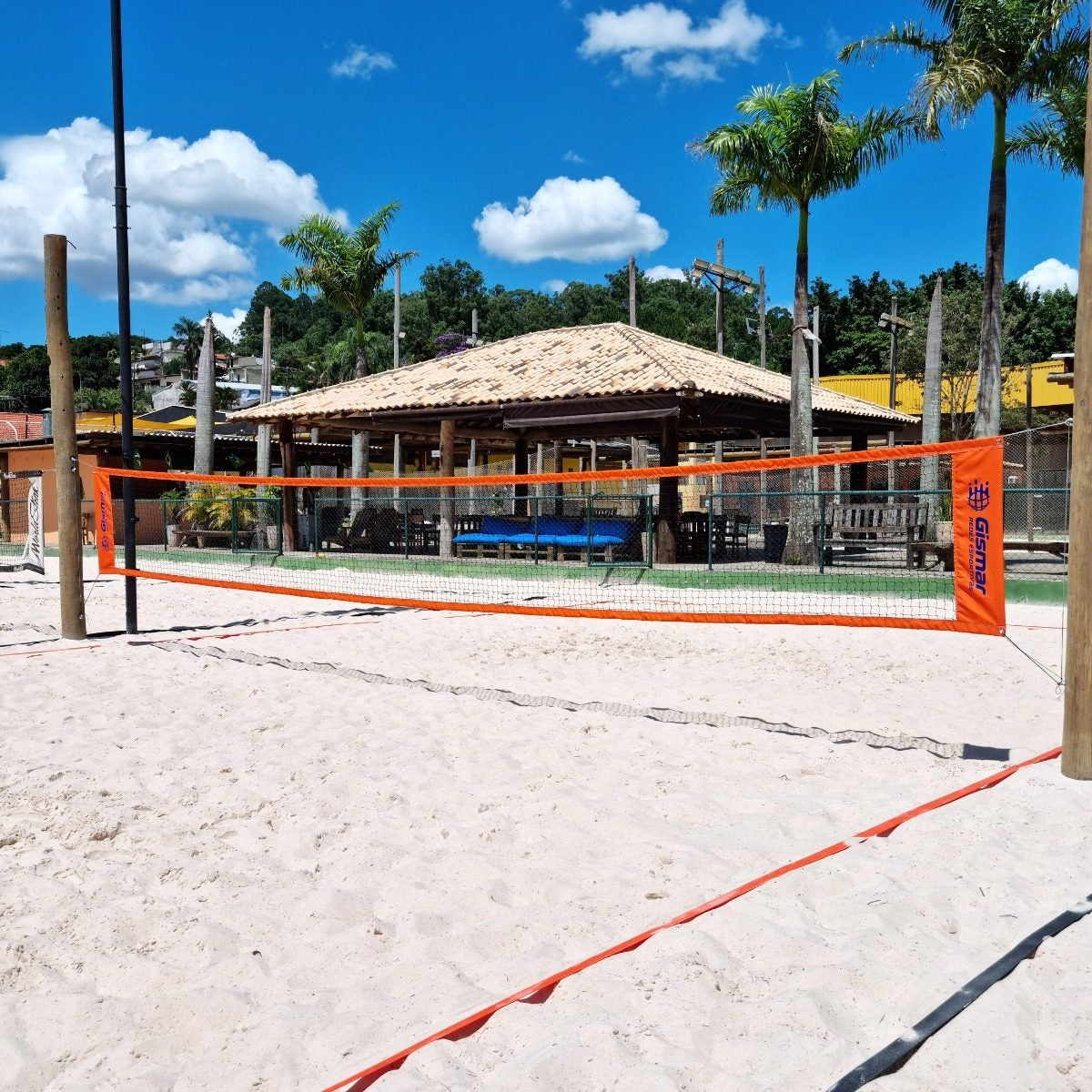 Kit Beach Tennis Orange - Pro 4-Strip Net + Marking Tape