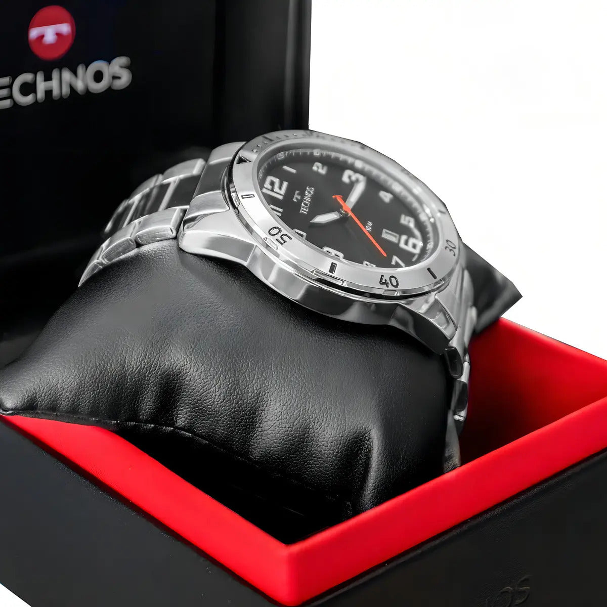 Relógio Technos Masculino 2115MYK/1P 45 Milímetros Prata Todo em Aço Inoxidável com Calendário e Prova D´Agua 50m