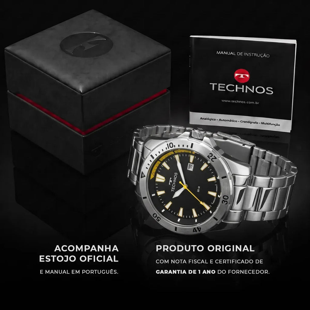 Relógio Technos Masculino Militar Prata A Prova D´água 2115NAQ/1P