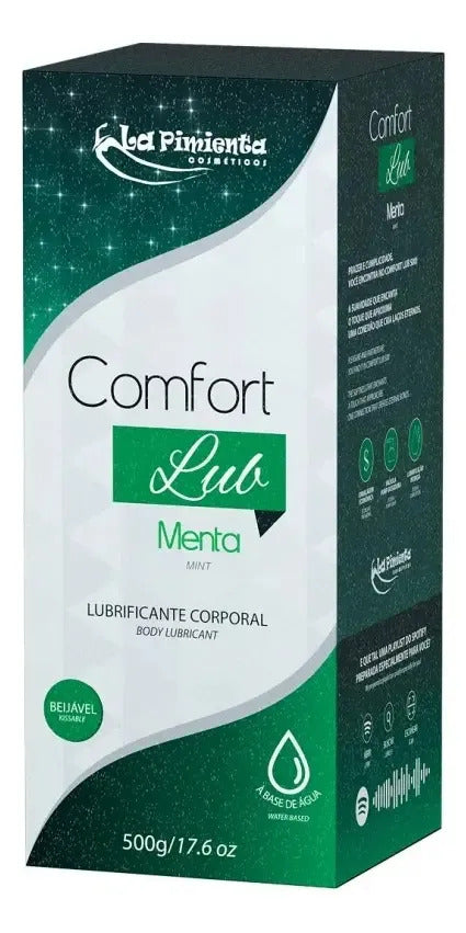 Mint-flavored intimate lubricant by BuyBrazil, 500g, suitable for oral, anal, and vaginal use, with a refreshing mint taste.