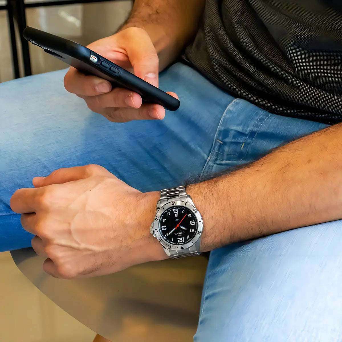 Relógio Technos Masculino 2115MYK/1P 45 Milímetros Prata Todo em Aço Inoxidável com Calendário e Prova D´Agua 50m