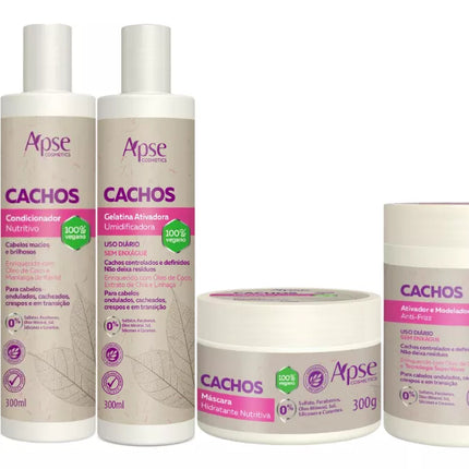 Apse Cosmetics SOS Cachos Kit Shampoo, Conditioner, Gelatin, Mask and Activator 5 Steps