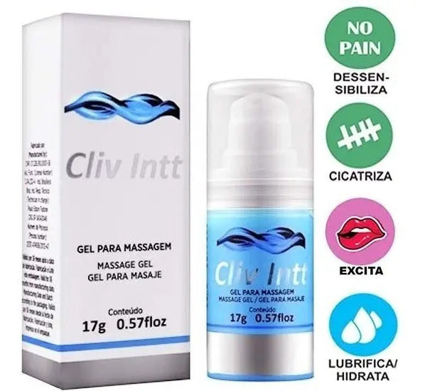 Cliv Intt Gel Extra Forte 17g, neutral anal anesthetic lubricant, sensual, scent-free, for intimate use, by BuyBrazil