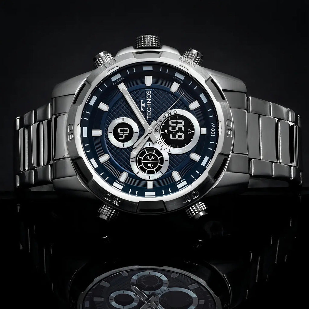 Technos Men's BJ4060AA/1A Silver Ana-Digi Watch