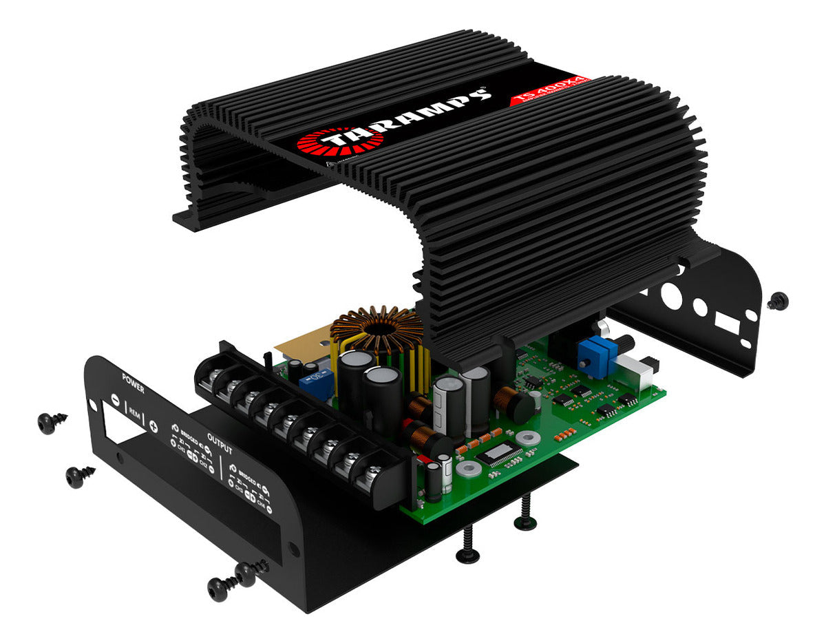 Taramps TS400X4 Black Amplifier Module 400 Watts RMS Digital  4 Channels 2 Ohms Stereo Audio Wire and RCA Input Power for Car Motorcycle Truck Automotive Sound