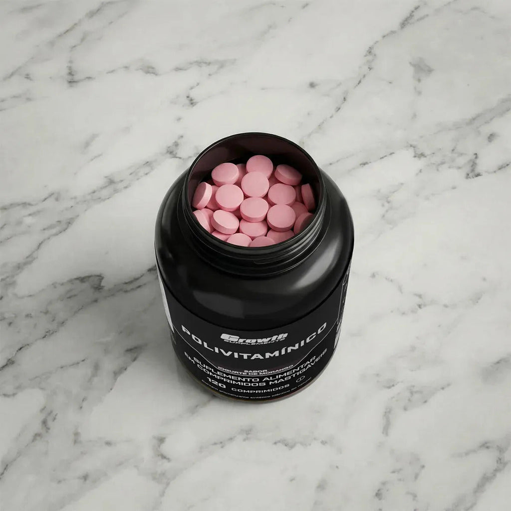 Polivitaminico Mastigável 120un. Growth Supplements - Sabor Morango