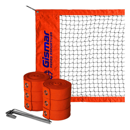 Kit Beach Tennis Orange - Pro 4-Strip Net + Marking Tape