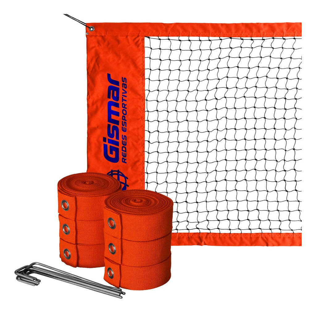 Kit Beach Tennis Orange - Pro 4-Strip Net + Marking Tape