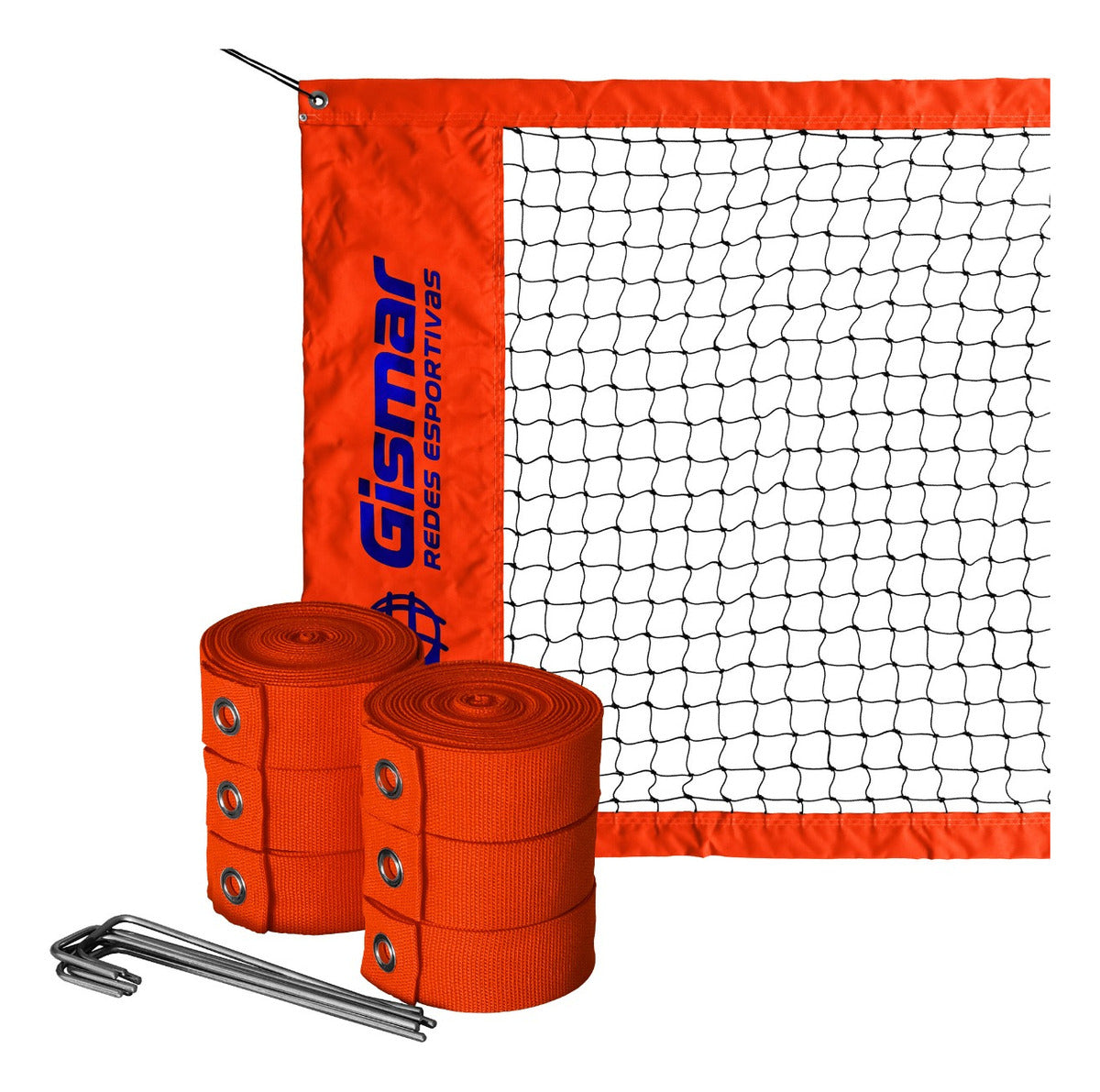 Kit Beach Tennis Orange - Pro 4-Strip Net + Marking Tape