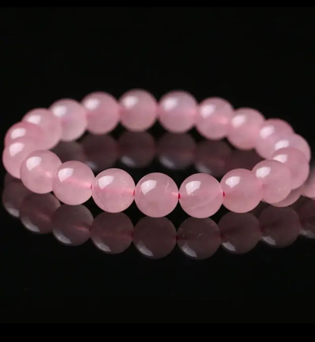 Pulseira de Quartzo Rosa, Pedra Natural do Amor (8mm)