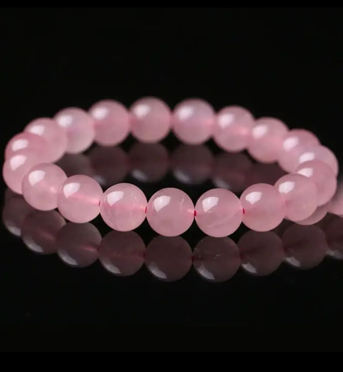 Pulseira de Quartzo Rosa, Pedra Natural do Amor (8mm)