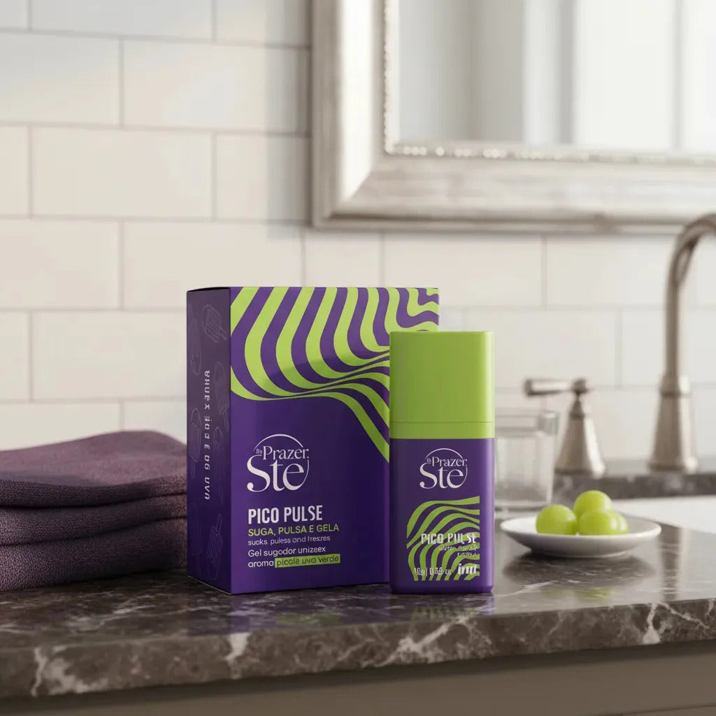Picolé de uva verde líquido Pico Pulse Gel Intt com embalagem colorida, refrescante e saborosa.