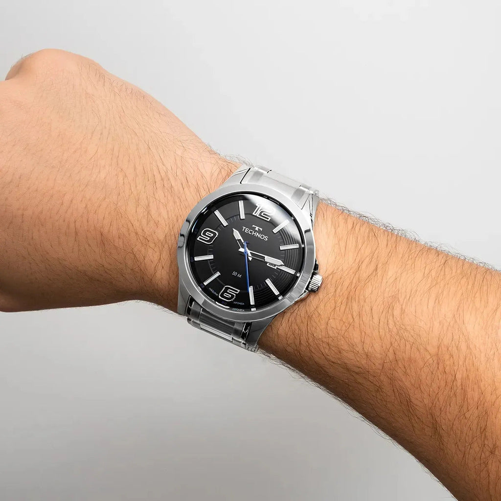 Relógio Masculino Technos Inoxidável Prateado Analógico Resistente Água