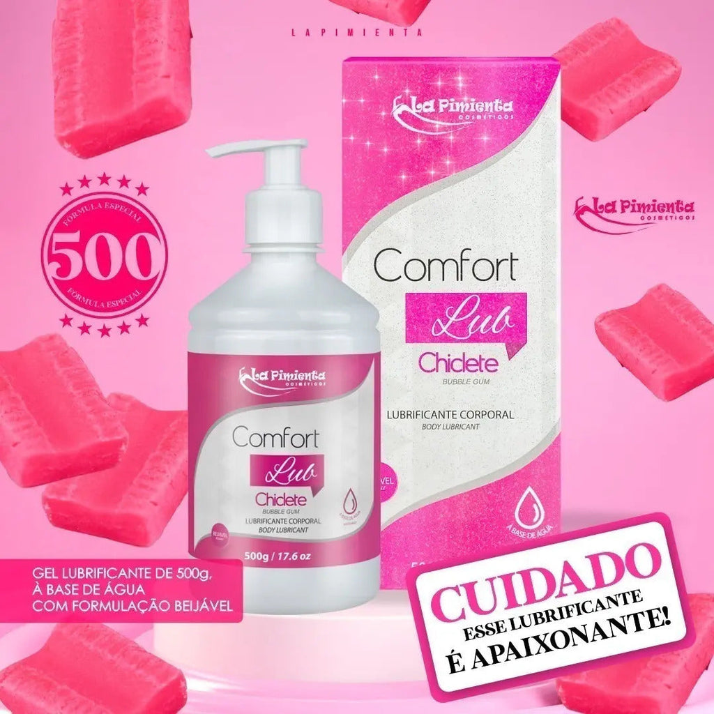 Neutral lubricant bottle for couples, 500g, with bubblegum flavor, from BuyBrazil, suitable for men and women.