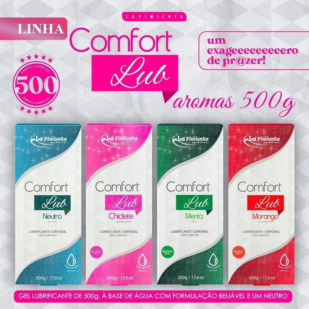 Neutral lubricant in 500g bottle by BuyBrazil, suitable for couples and women, with a bubblegum flavor, ideal for intimate moments.