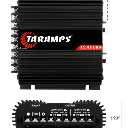 Taramps TS400X4 Black Amplifier Module 400 Watts RMS Digital  4 Channels 2 Ohms Stereo Audio Wire and RCA Input Power for Car Motorcycle Truck Automotive Sound