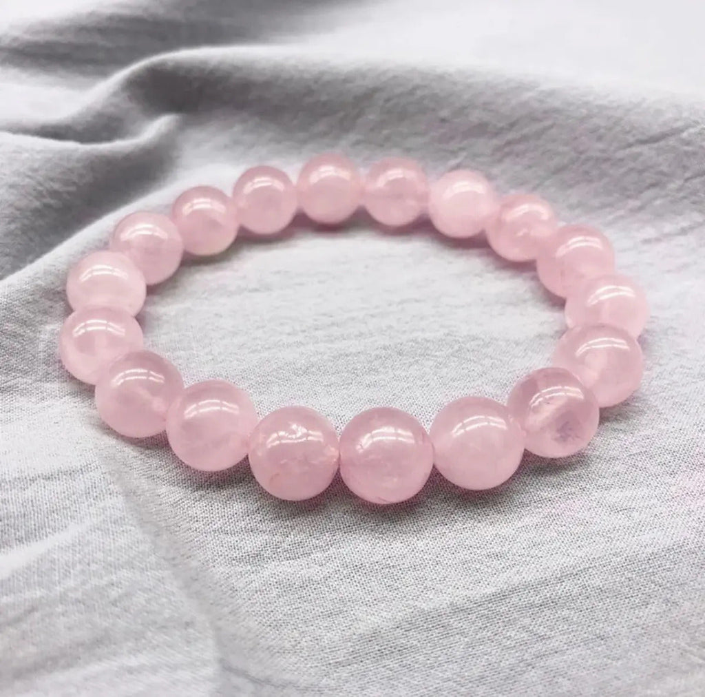 Pulseira de Quartzo Rosa, Pedra Natural do Amor (8mm)