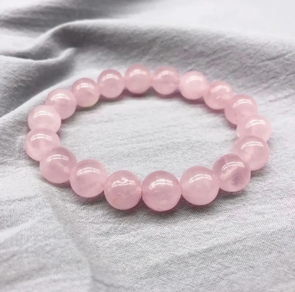 Pulseira de Quartzo Rosa, Pedra Natural do Amor (8mm)