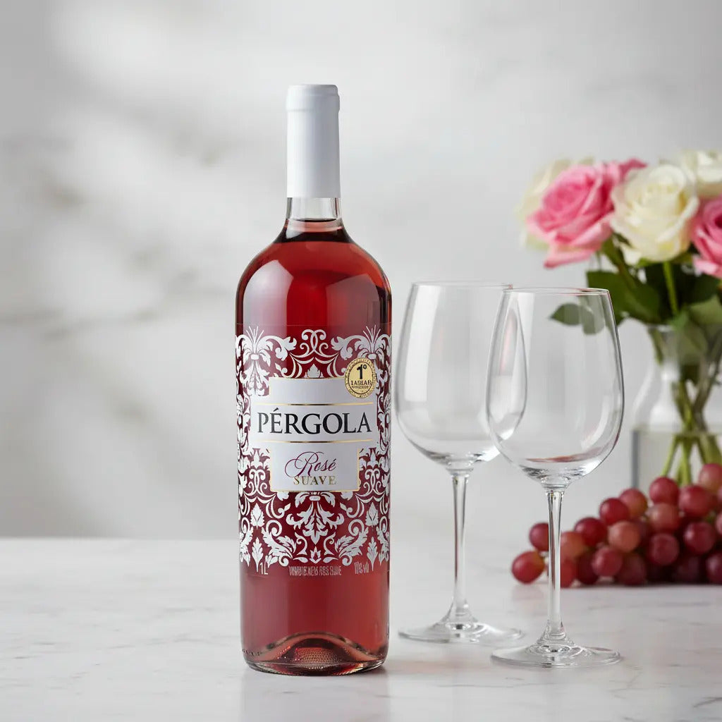 Vinho Pergola Rose Suave De Mesa Moscato Bordô Garrafa 1 Lt