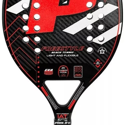 Beach Tennis Freestyle Racket 3k Carbon Original Prolife Red