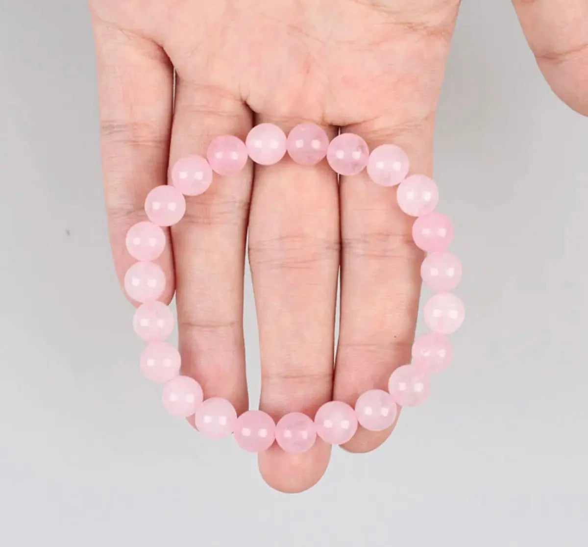Pulseira de Quartzo Rosa, Pedra Natural do Amor (8mm)