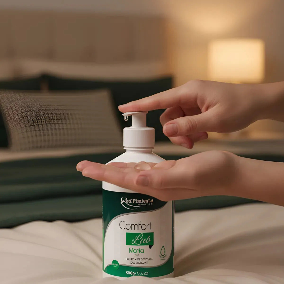 Mint-flavored intimate lubricant from BuyBrazil, 500g, ideal for oral, anal, and vaginal use, with a refreshing mint taste.