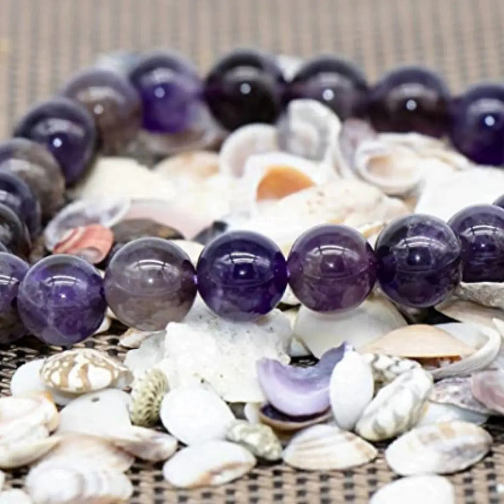 Pulseira Pedra Ametista Natural Proteção Energia Meditação Comprimento 19 " Diâmetro 6 cm