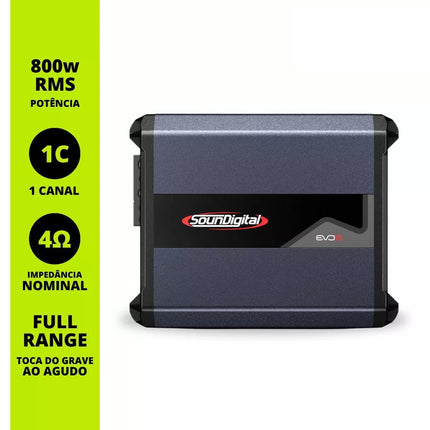 Soundigital SD800.1 EVO 5 Car Audio Amplifier Mono 800 Watts RMS 4 ohms