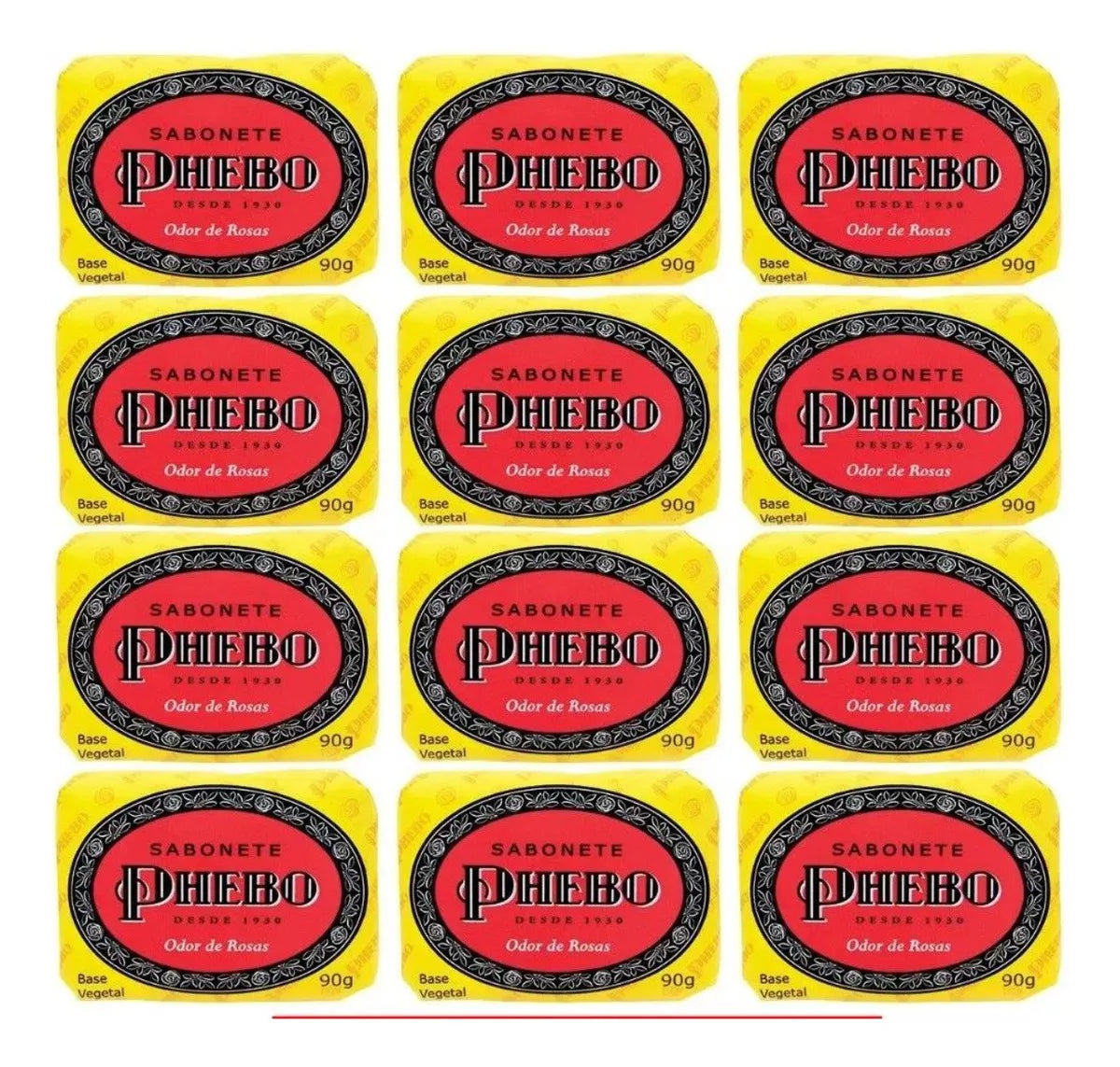 Phebo Rose Scent Glycerin Bar Soap 12 units 90g/3.17 oz.
