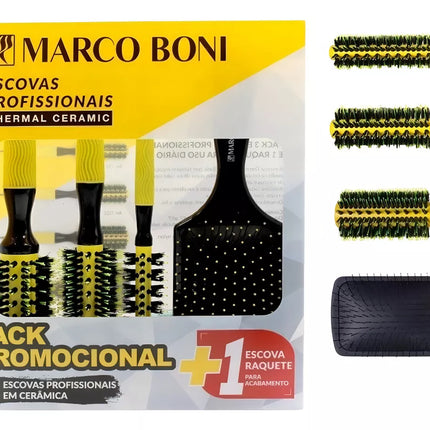 Marco Boni Professional Kit 3 Ceramic Brushes S M L Yellow Racket