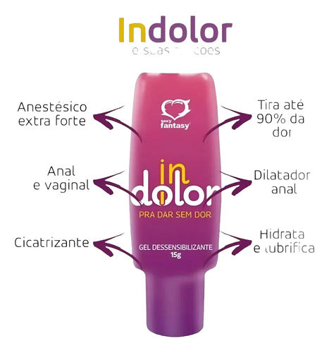 Sexy Fantasy IN DOLOR desensitizing anal gel lubricant with aloe, 15g, smooth and soothing personal lubricant for sensitive areas.