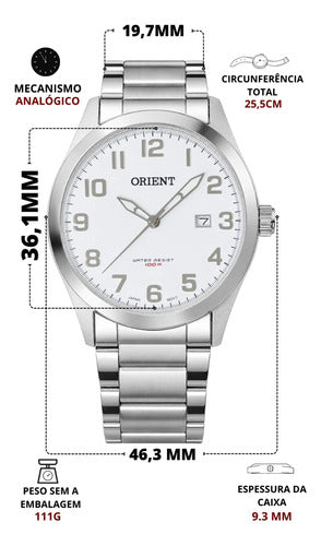 Relogio Orient Masculino Prateado Original Prova D'água 100m