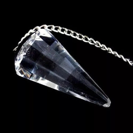 Faceted Quartz Crystal Stone Pendulum for Radiesthesia