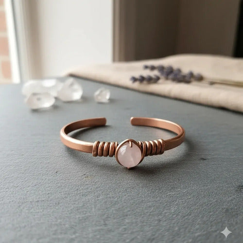 Pulseira De Cobre  Natural Com Pedra Bracelete  De Cobre