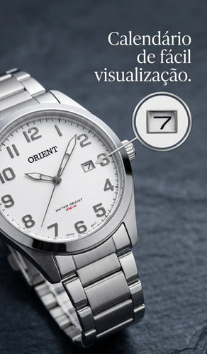 Relogio Orient Masculino Prateado Original Prova D'água 100m