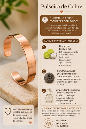 Pulseira De Cobre  Natural Com Pedra Bracelete  De Cobre