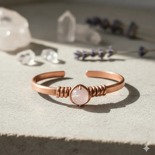 Pulseira De Cobre  Natural Com Pedra Bracelete  De Cobre