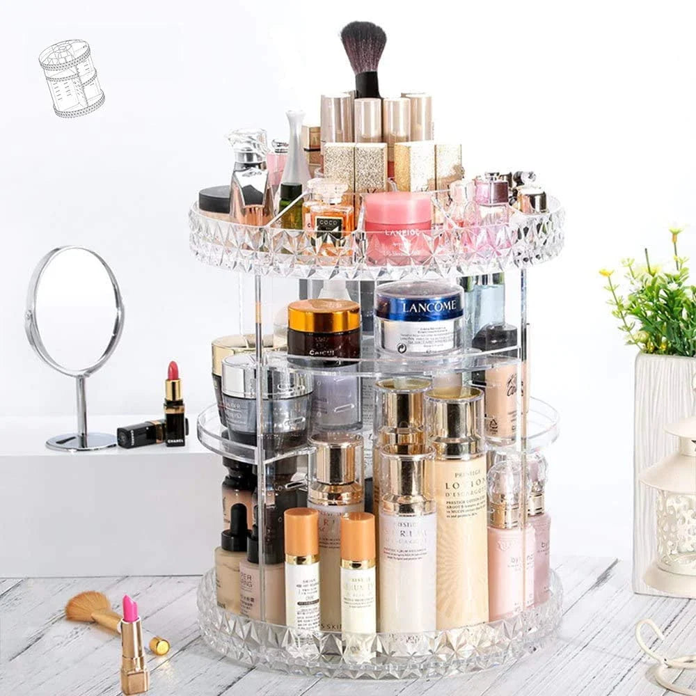 Organizador de maquiagem Giratório 360º Acrílico Suporte de Cosméticos
