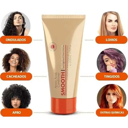 Smooth Experience 200ml Progressiva de Chuveiro Redução de Volume Liso Natural Sem Formol 3x