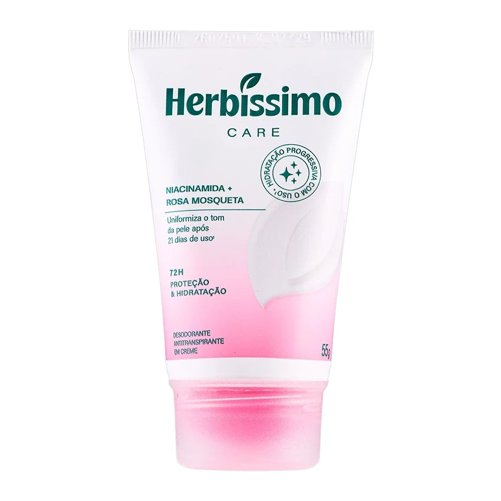 Creme Desodorante Antitranspirante Herbíssimo Care Rosa Mosqueta E Niacinamida Bisnaga 55g
