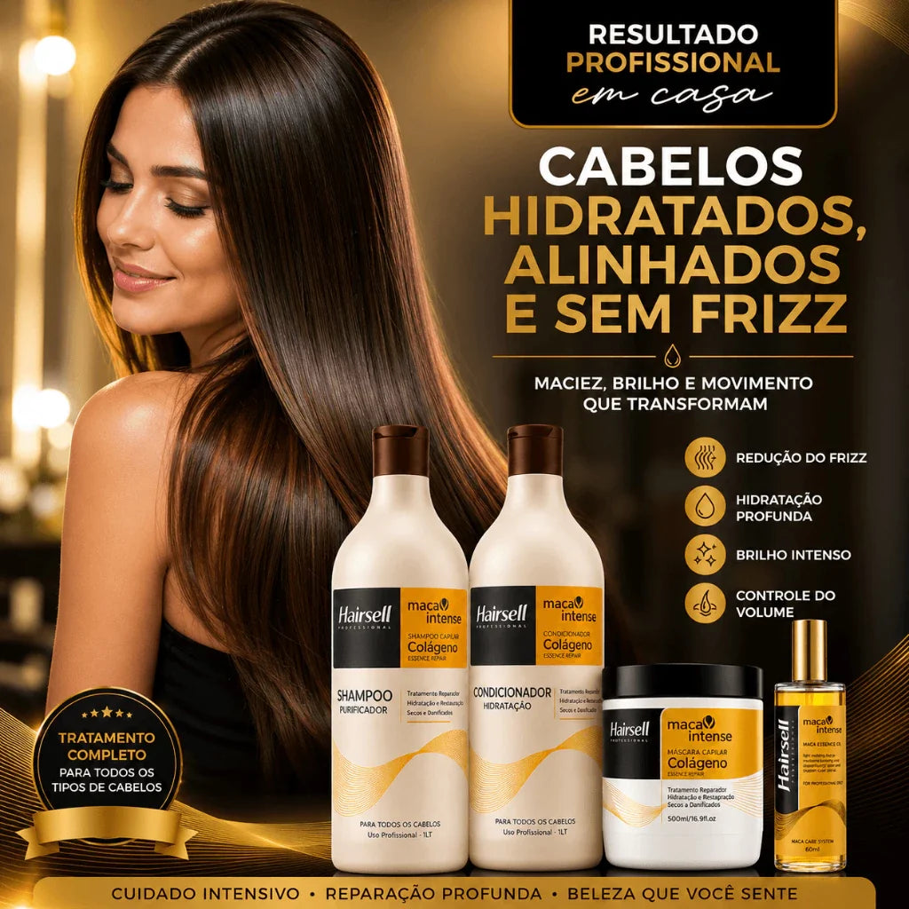 Kit Shampoo + Cond Purificador 1L Máscara Hidratação 500g Óleo Reparador 60ml Hairsell