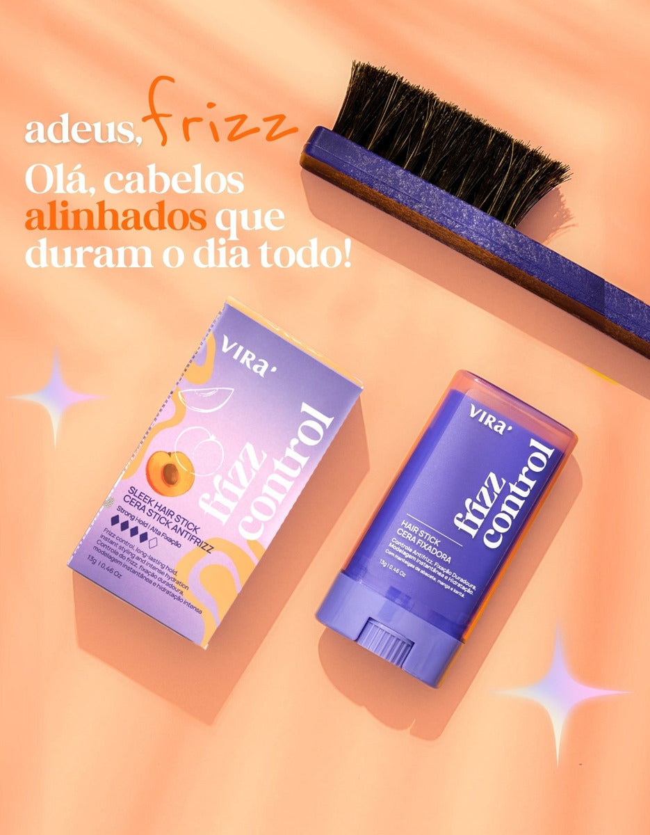 Cera Capilar Antifrizz 13g - Controle de Frizz Virá Cosméticos | Fixação Leve, Brilho Instantâneo, Alinhamento de Baby Hairs, Sem Oleosidade, Vegana - BuyBrazil
